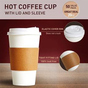 img 3 attached to 50 Pack of 20 oz Disposable Paper Coffee Cups with Lids, Sleeves, and Stirrers ☕ – Hot/Cold Beverage Drinking Cup for Water, Juice, Coffee or Tea, Ideal for Home, Shops, and Cafes