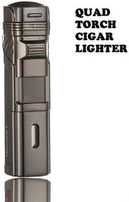 img 2 attached to 🔥 Torch Butane Lighter Quadruple 4 Jet Flame Cool Lighter - Honest refillable Cigar Lighter with Cigar Punch, Gift Box (Gunmetal) - Enhanced SEO