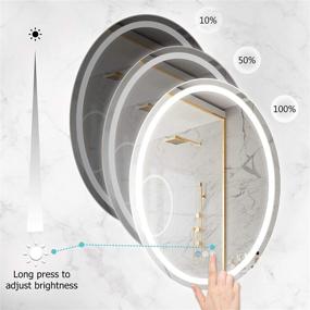 img 2 attached to 🔆 Enhance Your Bathroom with an Oval LED Dimmable Light Wall Mirror: Demist Illuminated Mirror, 20 x 28 Inch Size