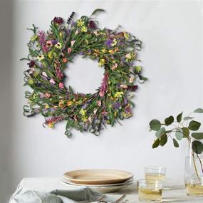 img 1 attached to 🌸 Martine Mall Floral Wreath - 26 Inch Artificial Flower Wreath for Spring & Summer Decor: Lavender Floral Door Wreath, Perfect for Front Door, Garden Party & Wedding