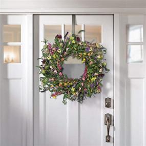 img 3 attached to 🌸 Martine Mall Floral Wreath - 26 Inch Artificial Flower Wreath for Spring & Summer Decor: Lavender Floral Door Wreath, Perfect for Front Door, Garden Party & Wedding