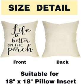 img 3 attached to 🛋️ Fbcoo Life is Better on The Porch Throw Pillow Cover: Farmhouse Rustic Decor Pillowcase for Sofa Couch, 18x18 Outdoor Cushion