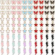 🦋✨ 150 piece colorful enamel alloy pendant charms: butterfly, star & flash shape charms for diy jewelry making crafts logo