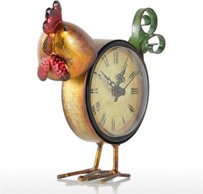 img 2 attached to 🐔 Handmade Vintage Decorative Small Desk Clock - Battery Operated Metal Chicken Figurine Shaped Shelf Clock by Too-arts