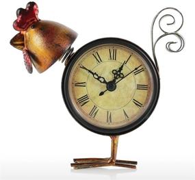 img 4 attached to 🐔 Handmade Vintage Decorative Small Desk Clock - Battery Operated Metal Chicken Figurine Shaped Shelf Clock by Too-arts