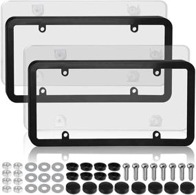 img 4 attached to 🚗 Protect Your Car License Plates with Linkhood Car License Plate Covers and Frames Combo - 2-Pack, Clear Design, Screws Included