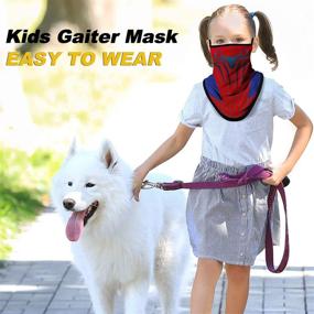 img 2 attached to FMDAN Kids Neck Gaiter Face Mask: Fun Animal Bandana with Ear Loops for Boys and Girls
