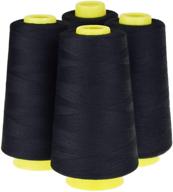 🧵 candora 4 cones (3000 yards each) polyester sewing threads spool - 402#, black color - for sewing machine and hand use logo