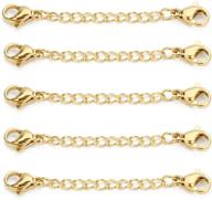 📿 enhance your necklace length with 5pcs stainless steel extender chains - 2 inch gold tone extension chains for jewelry making logo