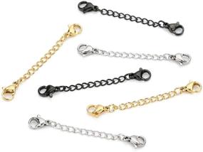 img 2 attached to 📿 Enhance Your Necklace Length with 5PCS Stainless Steel Extender Chains - 2 inch Gold Tone Extension Chains for Jewelry Making