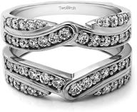 stunning twobirch sterling silver infinity bypass engagement ring guard with cubic zirconia - enhances your ring's brilliance (3/4 ct.) logo