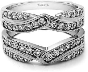 img 4 attached to Stunning TwoBirch Sterling Silver Infinity Bypass Engagement Ring Guard With Cubic Zirconia - Enhances Your Ring's Brilliance (3/4 ct.)