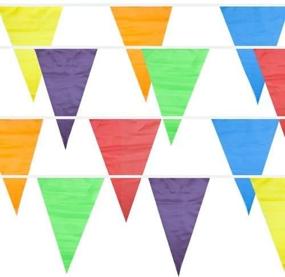 img 2 attached to 🎉 100-Foot Weatherproof Pennant Banner with 48 Multicolor Flags - Ideal Party Decor for Kids' Parties, Carnivals, Indoor/Outdoor Events