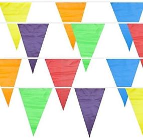 img 1 attached to 🎉 100-Foot Weatherproof Pennant Banner with 48 Multicolor Flags - Ideal Party Decor for Kids' Parties, Carnivals, Indoor/Outdoor Events