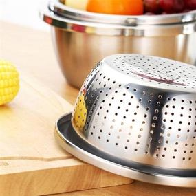 img 3 attached to 🥗 Linkidea 304 Stainless Steel Colander with Bowl Set of 2 - Kitchen Strainer, Washer, Drainer Basket with Basin for Vegetable, Fruits, Pasta, Salad Mixing - Heavy Duty & Dishwasher Safe: A Comprehensive Review