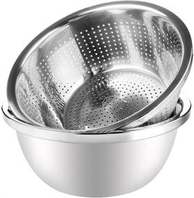 img 4 attached to 🥗 Linkidea 304 Stainless Steel Colander with Bowl Set of 2 - Kitchen Strainer, Washer, Drainer Basket with Basin for Vegetable, Fruits, Pasta, Salad Mixing - Heavy Duty & Dishwasher Safe: A Comprehensive Review