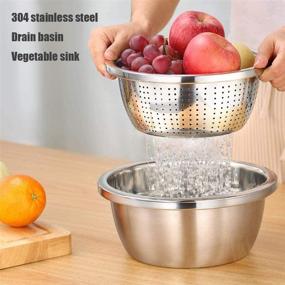 img 2 attached to 🥗 Linkidea 304 Stainless Steel Colander with Bowl Set of 2 - Kitchen Strainer, Washer, Drainer Basket with Basin for Vegetable, Fruits, Pasta, Salad Mixing - Heavy Duty & Dishwasher Safe: A Comprehensive Review