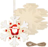 🎅 large christmas wooden snowflake cutouts - set of 8, 11 x 11 inch unfinished wood snowflakes with 32.8 ft twines - ideal for diy christmas decorations logo