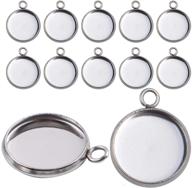 🔘 stainless steel bezel pendant trays - set of 50, round cabochon settings for jewelry making diy necklace, bracelet, earring logo