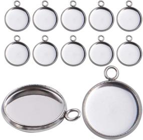 img 4 attached to 🔘 Stainless Steel Bezel Pendant Trays - Set of 50, Round Cabochon Settings for Jewelry Making DIY Necklace, Bracelet, Earring