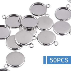 img 3 attached to 🔘 Stainless Steel Bezel Pendant Trays - Set of 50, Round Cabochon Settings for Jewelry Making DIY Necklace, Bracelet, Earring