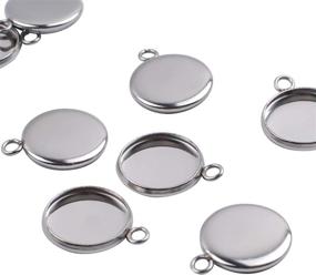 img 1 attached to 🔘 Stainless Steel Bezel Pendant Trays - Set of 50, Round Cabochon Settings for Jewelry Making DIY Necklace, Bracelet, Earring