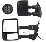 🚗 perfit zone towing mirror pair set: replacement for 1999-2007 f250/f350/f450/f550 super duty & 01-05 excursion extendable smoke power heated side mirrors with signal light logo