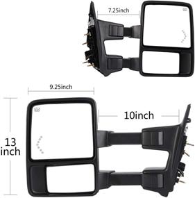 img 2 attached to 🚗 Perfit Zone Towing Mirror Pair Set: Replacement for 1999-2007 F250/F350/F450/F550 Super Duty & 01-05 Excursion Extendable Smoke Power Heated Side Mirrors with Signal Light