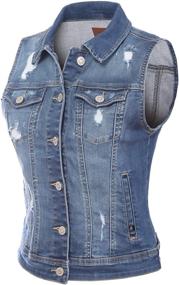 img 3 attached to Design Olivia Classic Sleeveless Distressed Women's Clothing and Coats, Jackets & Vests