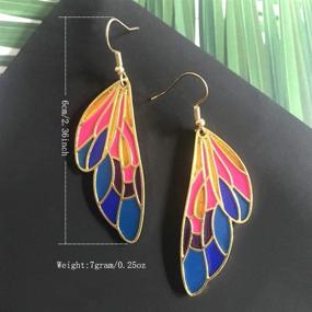 img 3 attached to 🦋 DAMLENG Unique Big Monarch Colorful Butterfly Wing Drop Dangle Earrings Enamel Dragonfly Wing Earrings Fashion Insect Jewelry for Women Girls Teens: A Stunning Gift!