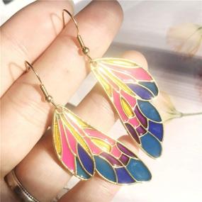 img 2 attached to 🦋 DAMLENG Unique Big Monarch Colorful Butterfly Wing Drop Dangle Earrings Enamel Dragonfly Wing Earrings Fashion Insect Jewelry for Women Girls Teens: A Stunning Gift!