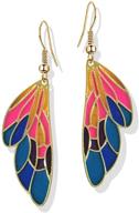 🦋 damleng unique big monarch colorful butterfly wing drop dangle earrings enamel dragonfly wing earrings fashion insect jewelry for women girls teens: a stunning gift! logo