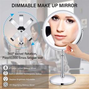 img 3 attached to 💡 AMZTOLIFE 8-Inch Lighted Makeup Mirror: Double Sided, Dimmable & Rechargeable with 10X Magnification