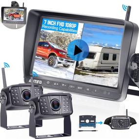 img 4 attached to 🔌 Wireless HD 1080P AMTIFO 7 Inch DVR Monitor System with 2 Rear View Cameras for RVs, Trailers, and 5th Wheels - Support for Add-On Second Wireless License Plate Camera or RV Camera - A9