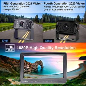 img 1 attached to 🔌 Wireless HD 1080P AMTIFO 7 Inch DVR Monitor System with 2 Rear View Cameras for RVs, Trailers, and 5th Wheels - Support for Add-On Second Wireless License Plate Camera or RV Camera - A9