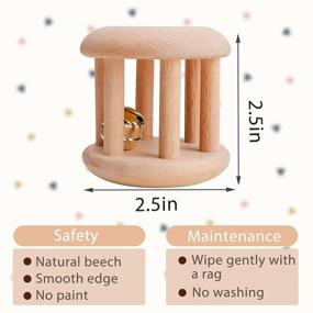 img 3 attached to 🍃 Organic Wooden Rattle with Bells - Promise Babe Infant Gym: Perfect Nursing & Shower Gift, Waldorf-Style Toy