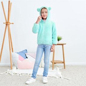 img 2 attached to Warm Winter Toddler Girls Boys Fleece Hoody Jacket: Zip Up Teddy Coat for Outdoors