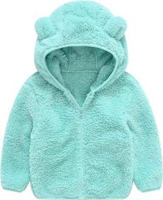 img 4 attached to Warm Winter Toddler Girls Boys Fleece Hoody Jacket: Zip Up Teddy Coat for Outdoors