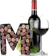 metal letter wine cork keepsake saver & holder monogram kit - effortless organization with a-z wall mount option (letter m, small) логотип