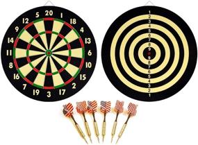 img 4 attached to EDMBG 16.5-inch New Dartboard 🎯 Set with 6 Brass Darts, Flag Checkers