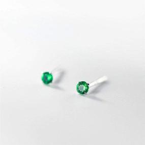 img 1 attached to Stunning 925 Sterling Silver 2mm Colorful Cubic Zirconia Stud Earrings - Set of 3-5 Pairs for Women & Girls