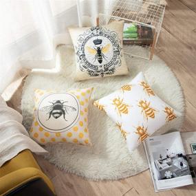 img 1 attached to 🐝 Emvency Set of 4 Bee Honey Yellow Vintage French Queen Entomology Pillow Covers - 16x16 Inches Decorative Home Decor Cases with Bees