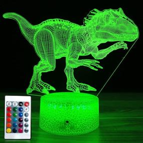 img 4 attached to JMLLYCO Dinosaur Toys Night Lights for Boys - T Rex Light 16 Colors Change with Remote Control - Optical Illusion Bedside Lamps - Jurassic World Toys for 3-9 Year Old Boys - Great Gifts for 3 4 5 6 7 8 9 Year Old Boys