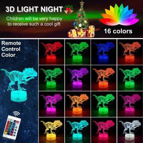 img 1 attached to JMLLYCO Dinosaur Toys Night Lights for Boys - T Rex Light 16 Colors Change with Remote Control - Optical Illusion Bedside Lamps - Jurassic World Toys for 3-9 Year Old Boys - Great Gifts for 3 4 5 6 7 8 9 Year Old Boys