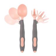 baby raise toddler utensils set - easy grip bendable forks and spoons for self-feeding learning, with travel case - pink logo
