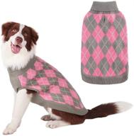 🐾 pawchie cozy turtleneck dog sweater: stylish plaid knitwear for small to large dogs, keeping them warm and fashionable логотип