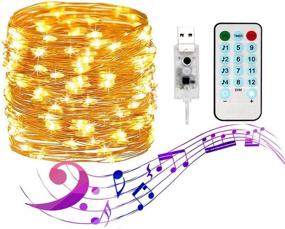 img 2 attached to 🎶 300L Warm-White Music Curtain Lights with USB Sound Control - Remote Control, 8 Modes Twinkle Window Fairy Lights Decoration - Perfect for Bedroom, Party, Wedding Décor