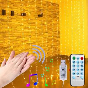 img 4 attached to 🎶 300L Warm-White Music Curtain Lights with USB Sound Control - Remote Control, 8 Modes Twinkle Window Fairy Lights Decoration - Perfect for Bedroom, Party, Wedding Décor