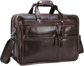 img 3 attached to 17-inch Men's Laptop Briefcase: Polare Modern Messenger Bag with Full Grain Leather, Retro Feel, and Premium YKK Zippers