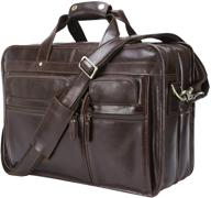 17-inch men's laptop briefcase: polare modern messenger bag with full grain leather, retro feel, and premium ykk zippers logo